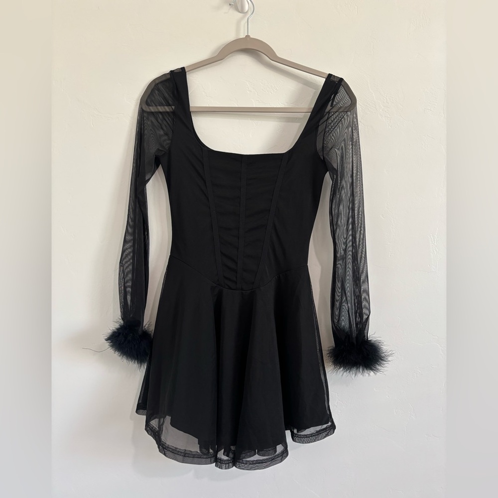 Cider Black Mesh Sleeve Mini Dress XS Goth Witchy Party Dress